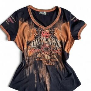 Y2K Grunge Black/Brown‎ Vintage Outlaw graphic tee